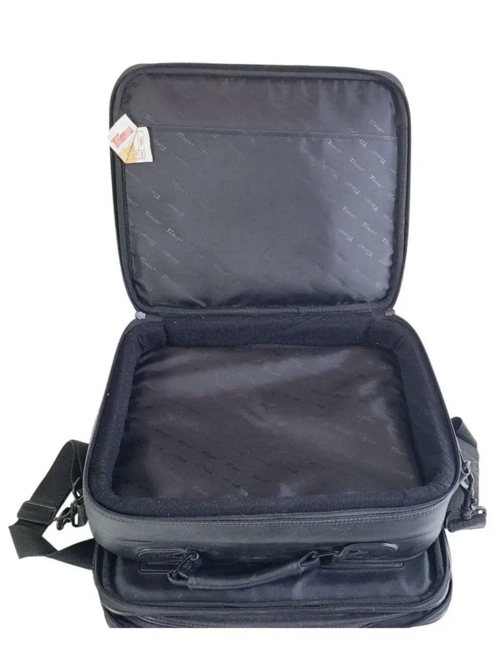 Targus Black Leather Laptop Bag With Shoulder Strap & Multiple Compartments